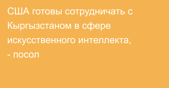 США готовы сотрудничать с Кыргызстаном в сфере искусственного интеллекта, - посол