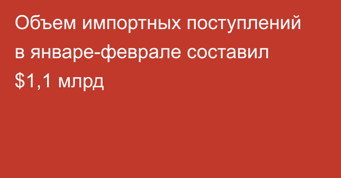 Объем импортных поступлений в январе-феврале составил $1,1 млрд
