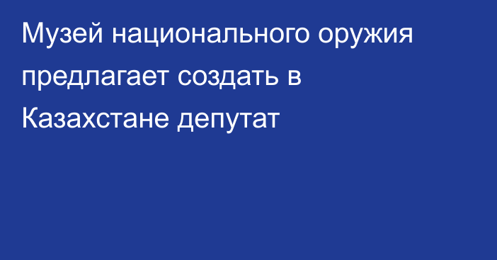 Музей национального оружия предлагает создать в Казахстане депутат