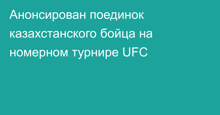 Анонсирован поединок казахстанского бойца на номерном турнире UFC