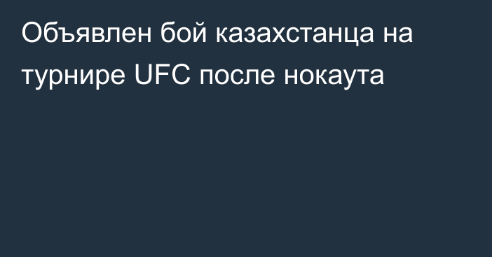 Объявлен бой казахстанца на турнире UFC после нокаута