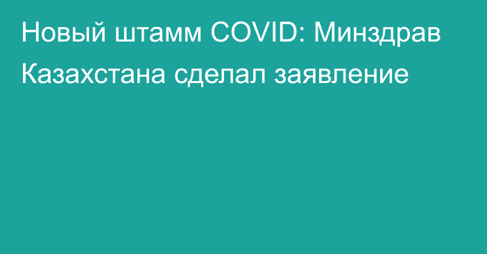 Новый штамм COVID: Минздрав Казахстана сделал заявление