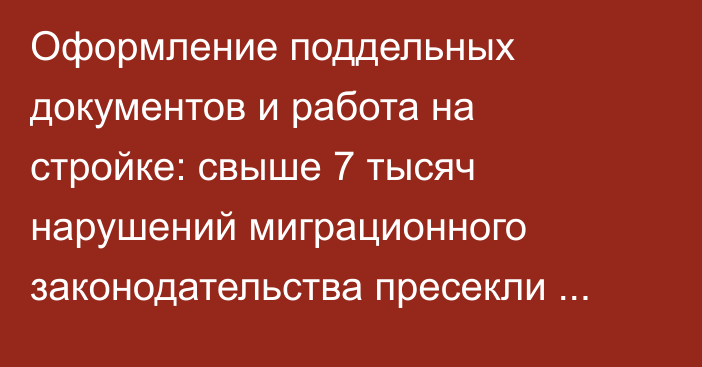 Оформление поддельных документов и работа на стройке: свыше 7 тысяч нарушений миграционного законодательства пресекли полицейские