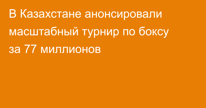 В Казахстане анонсировали масштабный турнир по боксу за 77 миллионов