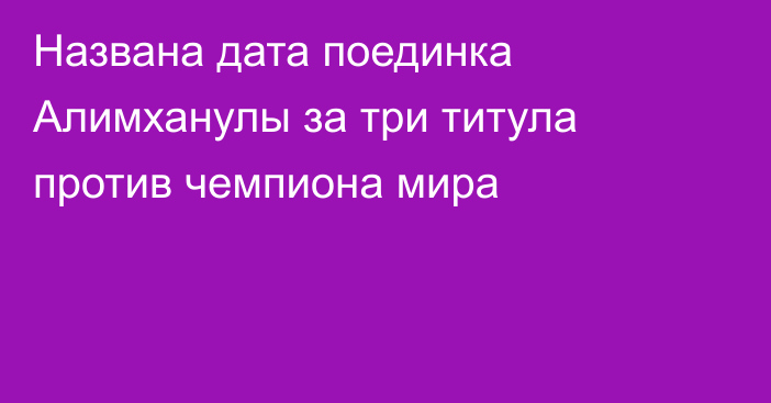 Названа дата поединка Алимханулы за три титула против чемпиона мира