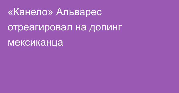 «Канело» Альварес отреагировал на допинг мексиканца