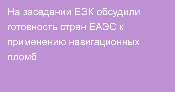 На заседании ЕЭК обсудили готовность стран ЕАЭС к применению навигационных пломб
