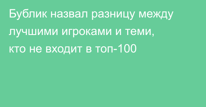 Бублик назвал разницу между лучшими игроками и теми, кто не входит в топ-100