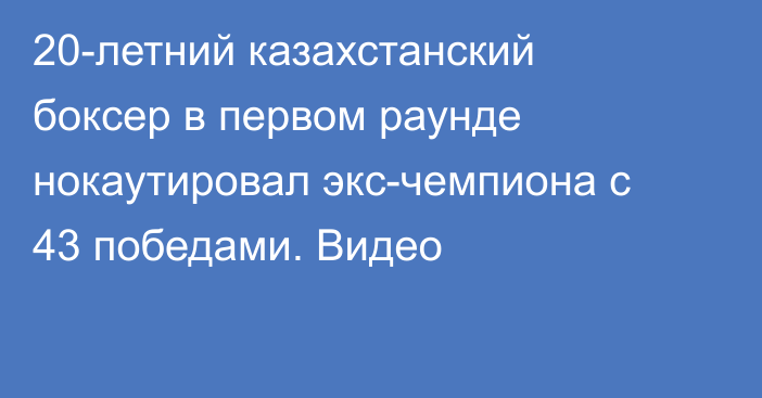 20-летний казахстанский боксер в первом раунде нокаутировал экс-чемпиона с 43 победами. Видео