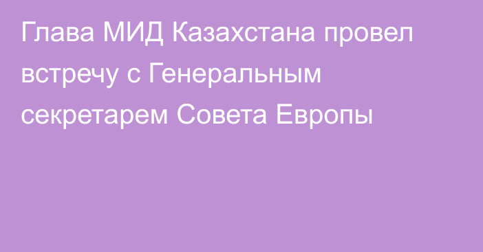 Глава МИД Казахстана провел встречу с Генеральным секретарем Совета Европы