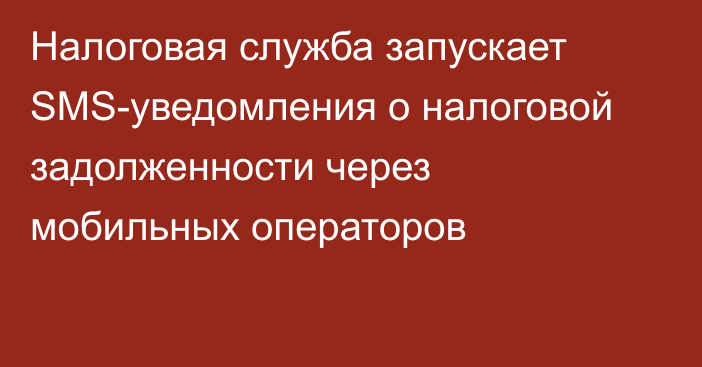 Налоговая служба запускает SMS-уведомления о налоговой задолженности через мобильных операторов