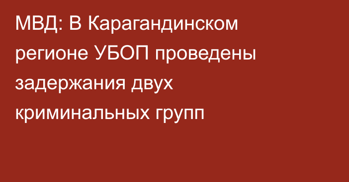МВД: В Карагандинском регионе УБОП проведены задержания двух криминальных групп