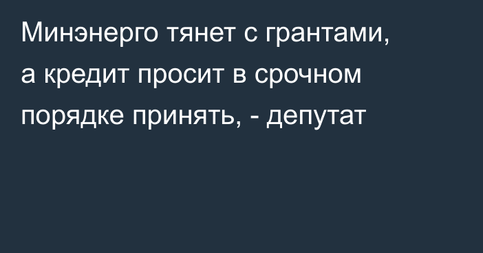 Минэнерго тянет с грантами, а кредит просит в срочном порядке принять, - депутат
