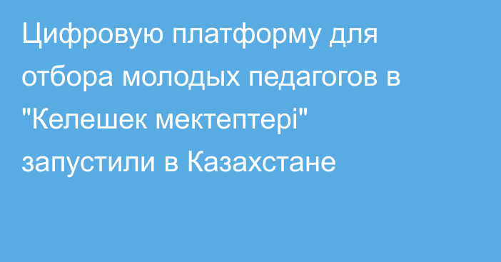 Цифровую платформу для отбора молодых педагогов в 