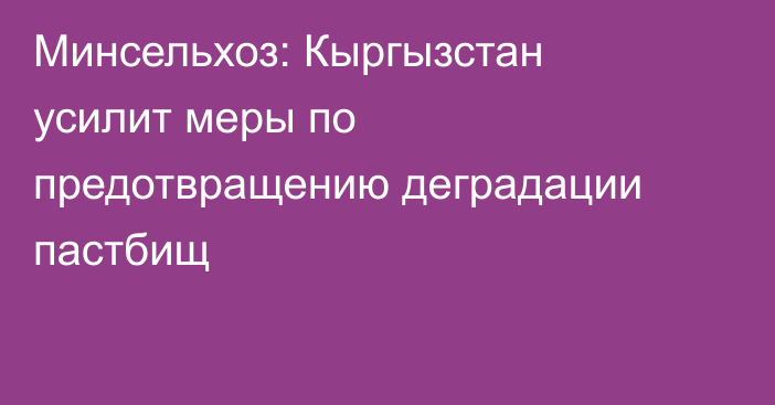 Минсельхоз: Кыргызстан усилит меры по предотвращению деградации пастбищ