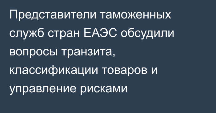 Представители таможенных служб стран ЕАЭС обсудили вопросы транзита, классификации товаров и управление рисками