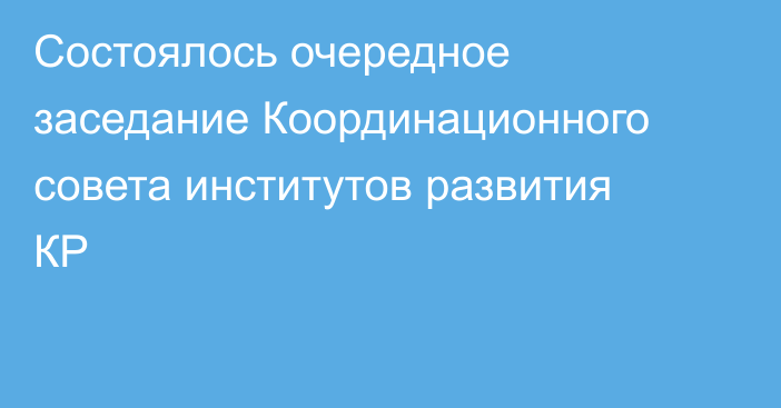 Состоялось очередное заседание Координационного совета институтов развития КР