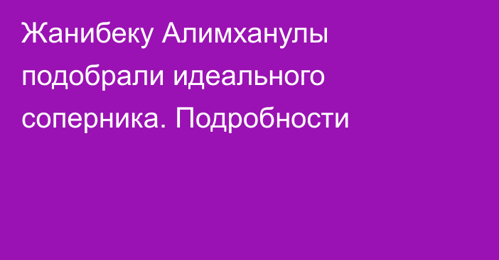 Жанибеку Алимханулы подобрали идеального соперника. Подробности