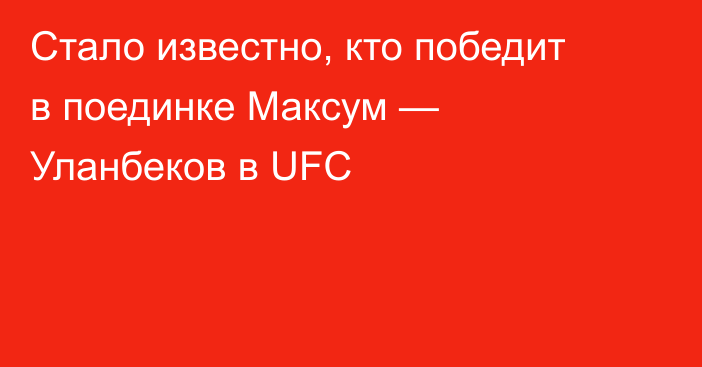 Стало известно, кто победит в поединке Максум — Уланбеков в UFC