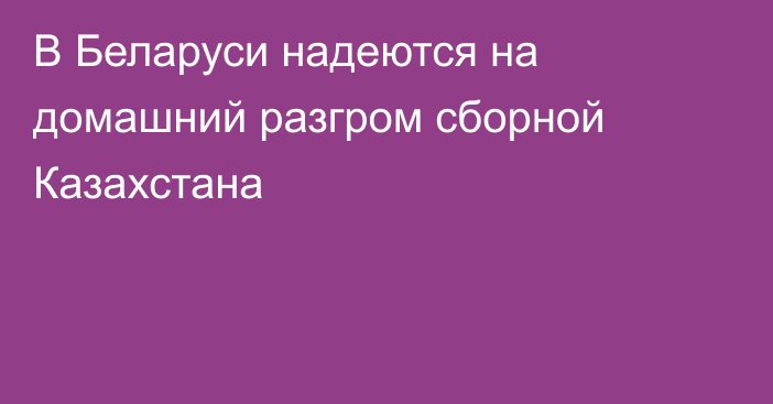 В Беларуси надеются на домашний разгром сборной Казахстана