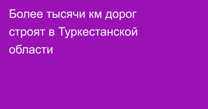 Более тысячи км дорог строят в Туркестанской области