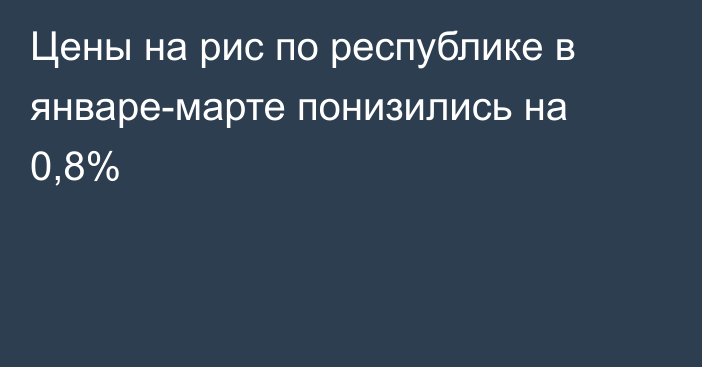 Цены на рис по республике в январе-марте понизились на 0,8%
