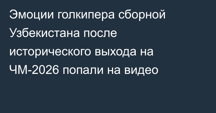 Эмоции голкипера сборной Узбекистана после исторического выхода на ЧМ-2026 попали на видео