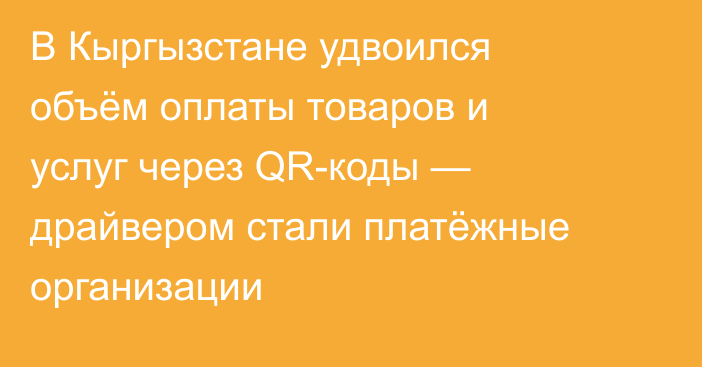 В Кыргызстане удвоился объём оплаты товаров и услуг через QR-коды — драйвером стали платёжные организации