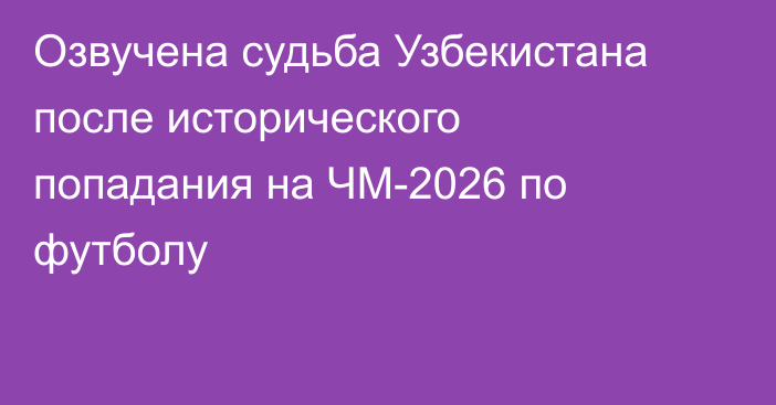 Озвучена судьба Узбекистана после исторического попадания на ЧМ-2026 по футболу