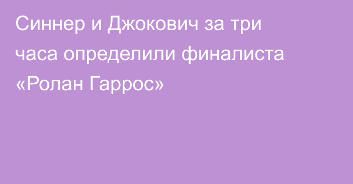 Синнер и Джокович за три часа определили финалиста «Ролан Гаррос»