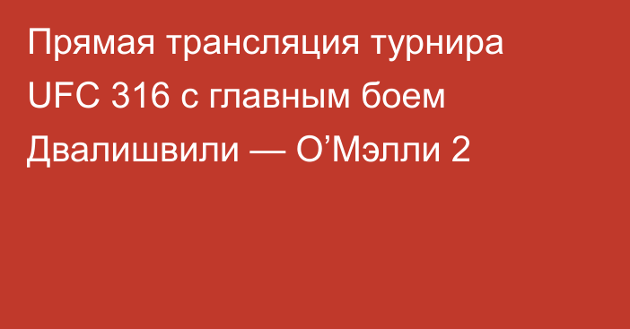 Прямая трансляция турнира UFC 316 с главным боем Двалишвили — О’Мэлли 2