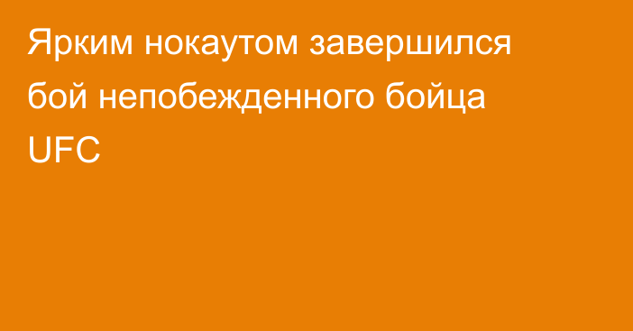 Ярким нокаутом завершился бой непобежденного бойца UFC