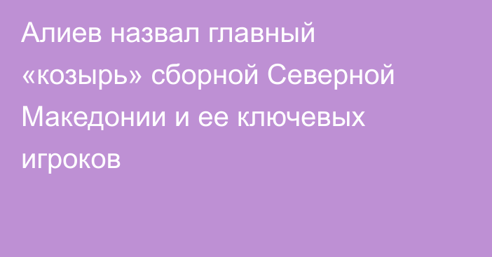Алиев назвал главный «козырь» сборной Северной Македонии и ее ключевых игроков
