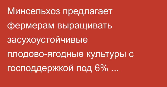 Минсельхоз предлагает фермерам выращивать засухоустойчивые плодово-ягодные культуры с господдержкой под 6% годовых