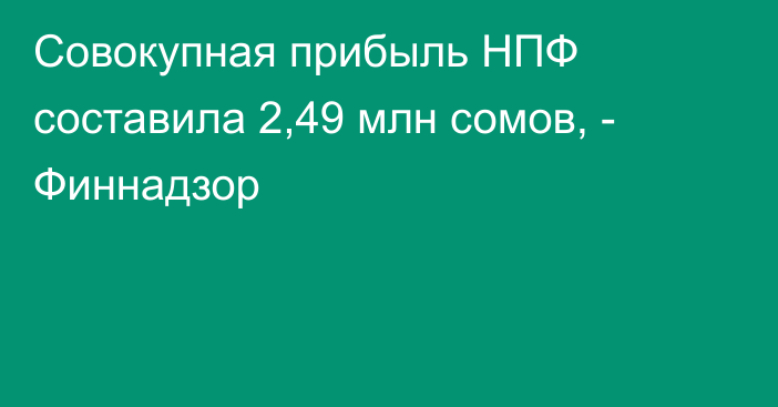 Совокупная прибыль НПФ составила 2,49 млн сомов, - Финнадзор