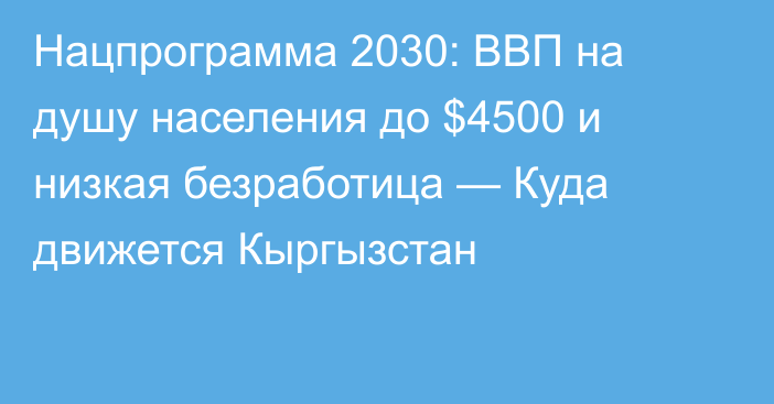 Нацпрограмма 2030: ВВП на душу населения до $4500 и низкая безработица — Куда движется Кыргызстан
