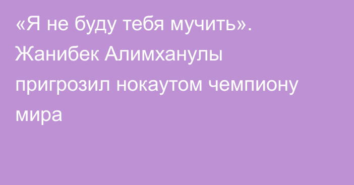 «Я не буду тебя мучить». Жанибек Алимханулы пригрозил нокаутом чемпиону мира
