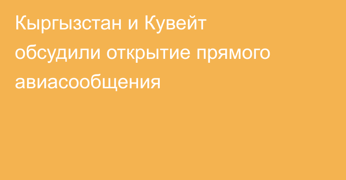 Кыргызстан и Кувейт обсудили открытие прямого авиасообщения
