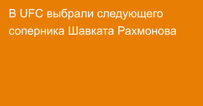 В UFC выбрали следующего соперника Шавката Рахмонова