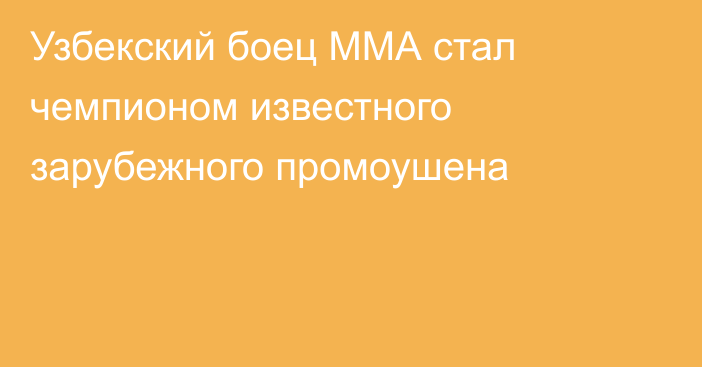 Узбекский боец ММА стал чемпионом известного зарубежного промоушена