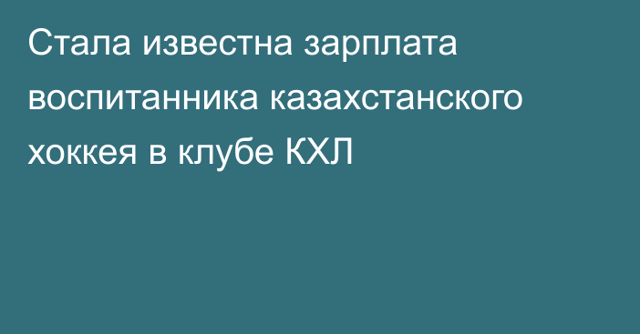 Стала известна зарплата воспитанника казахстанского хоккея в клубе КХЛ