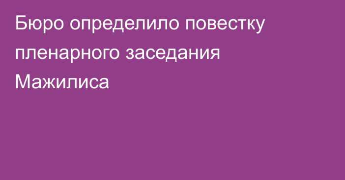 Бюро определило повестку пленарного заседания Мажилиса
