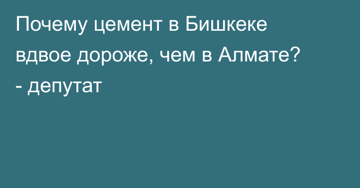 Почему цемент в Бишкеке вдвое дороже, чем в Алмате? - депутат