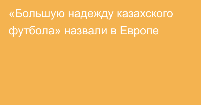 «Большую надежду казахского футбола» назвали в Европе