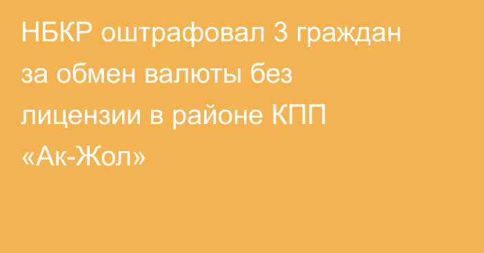 НБКР оштрафовал 3 граждан за обмен валюты без лицензии в районе КПП «Ак-Жол»