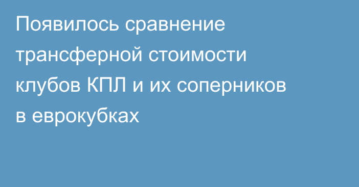 Появилось сравнение трансферной стоимости клубов КПЛ и их соперников в еврокубках