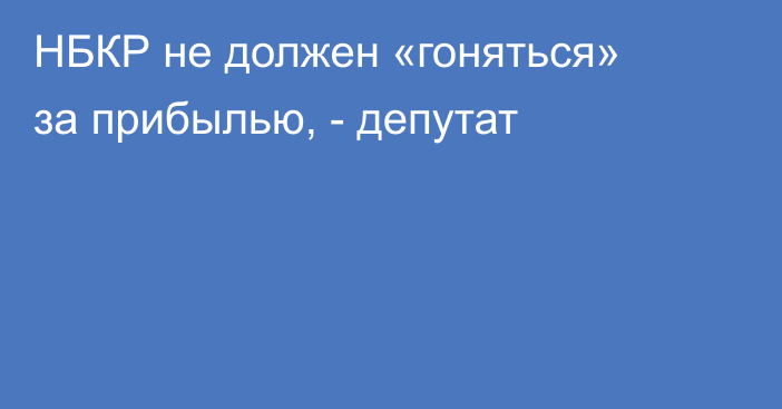 НБКР не должен «гоняться» за прибылью, - депутат