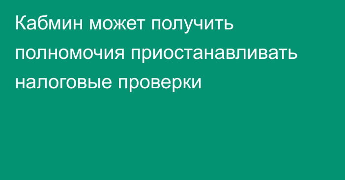 Кабмин может получить полномочия приостанавливать налоговые проверки