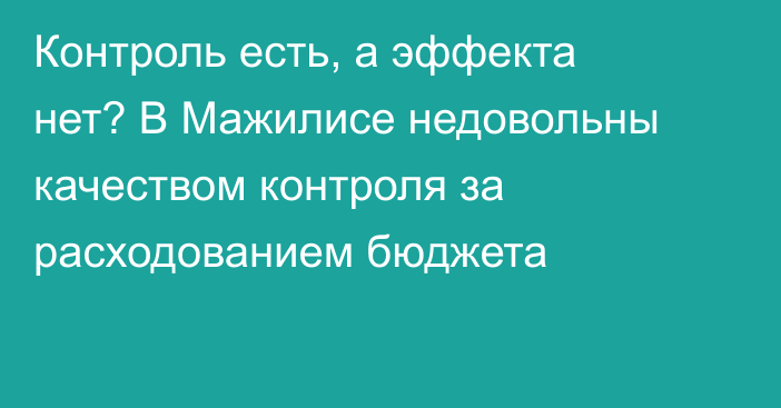 Контроль есть, а эффекта нет? В Мажилисе недовольны качеством контроля за расходованием бюджета