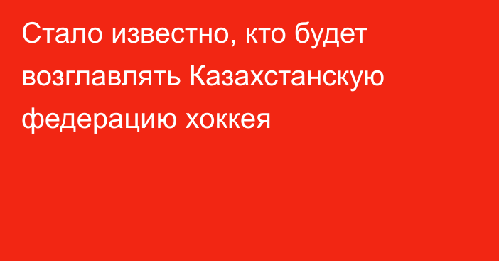 Стало известно, кто будет возглавлять Казахстанскую федерацию хоккея